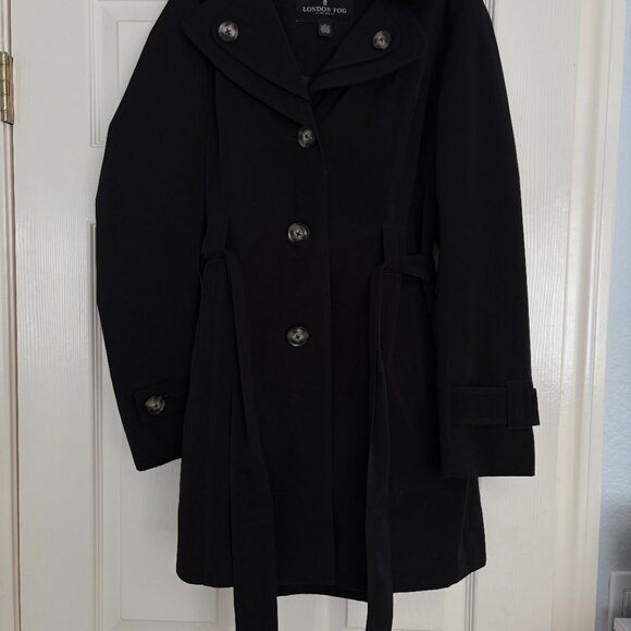 London Fog Single-Breasted Hooded Belted Trench Coat - Picture 2 of 5